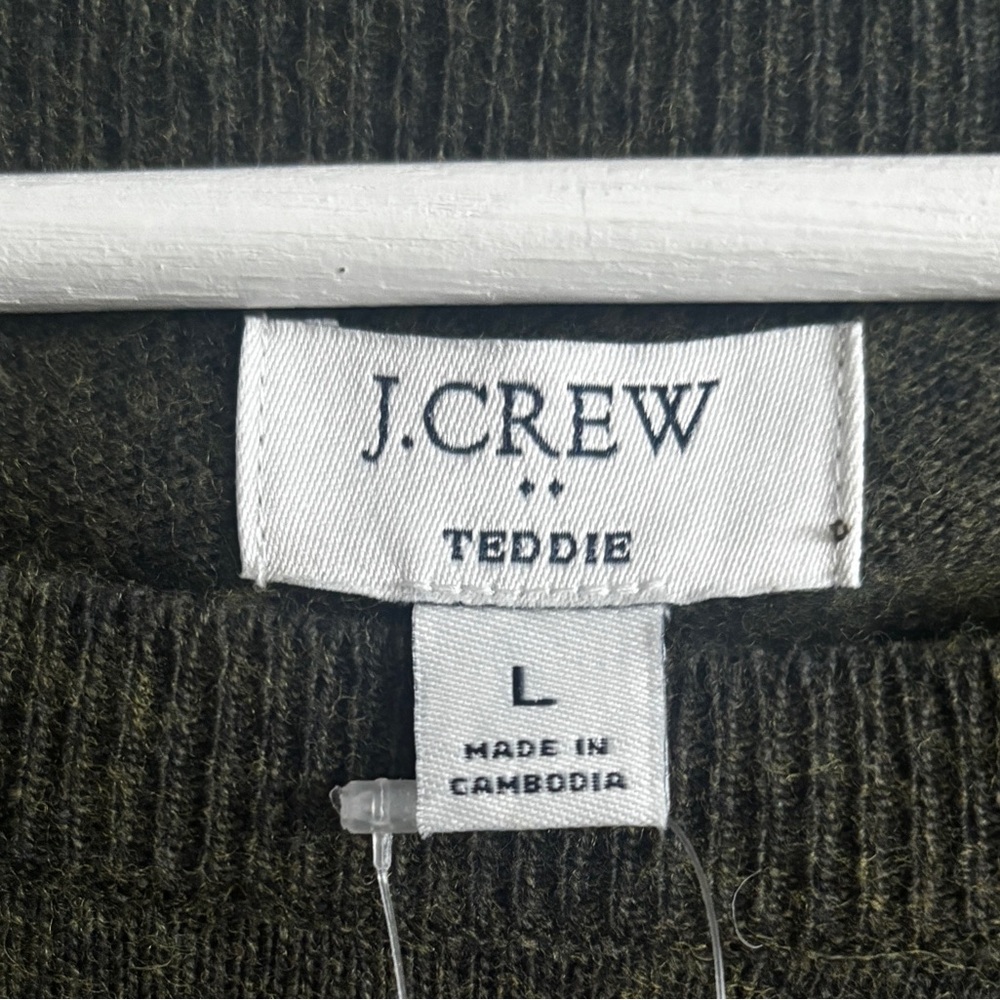J. Crew Merino Wool Crew Neck Teddie Sweater L Olive Green - Picture 9 of 12